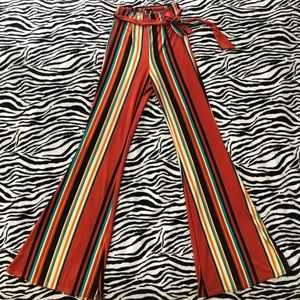 Windsor Striped High-Waisted Flare Pants